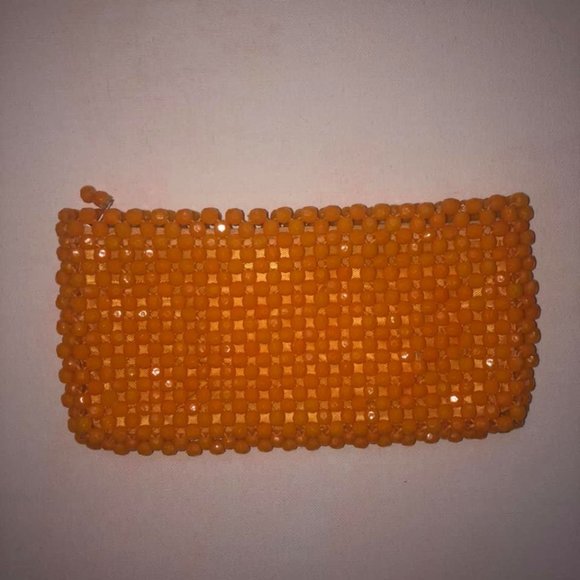 Beautiful orange plastic bead clutch - Picture 1 of 1